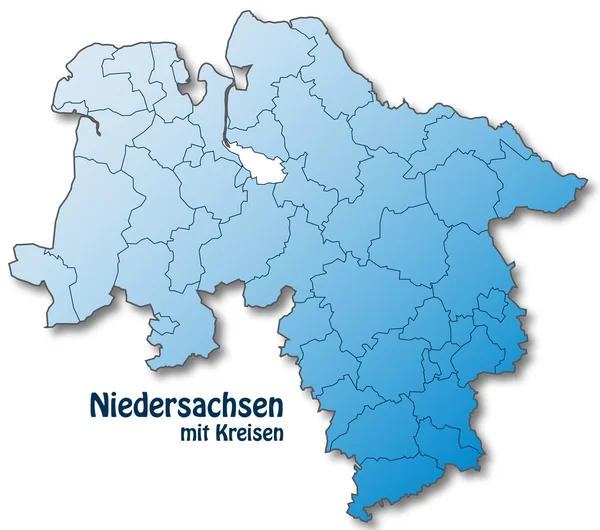 Niedersachsen mit Kreisen — 스톡 벡터