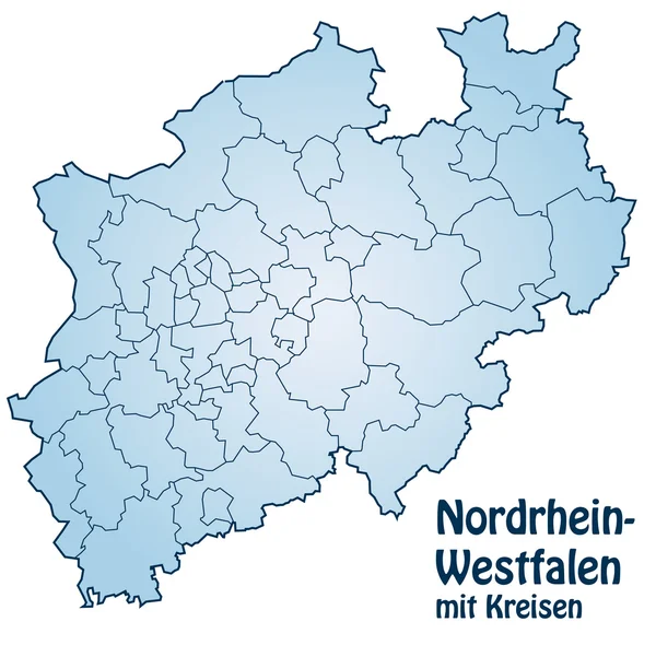 Nordrhein-Westfalen mit Kreisen — Stockvector