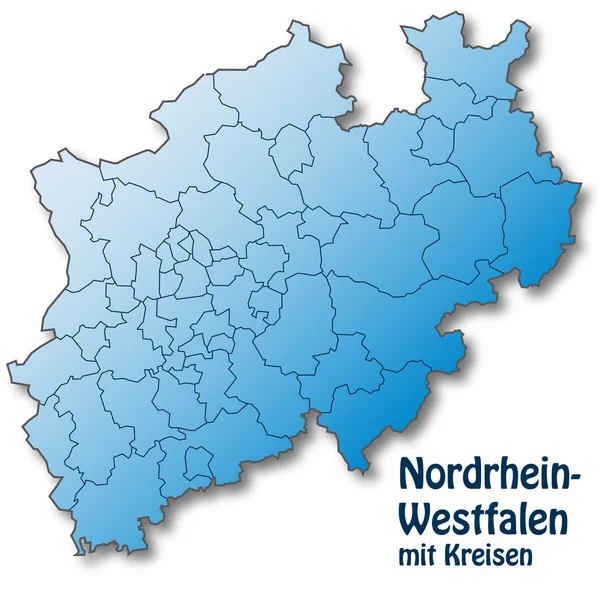Nordrhein-Westfalen mit Kreisen — Stockvector