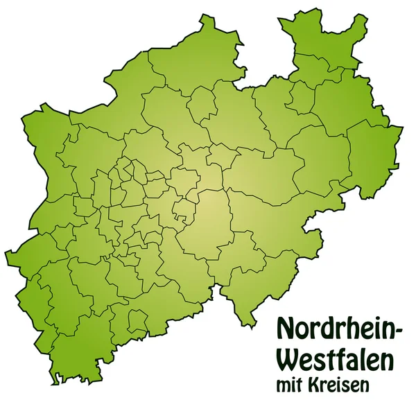 Nordrhein-Westfalen mit Kreisen — Vetor de Stock