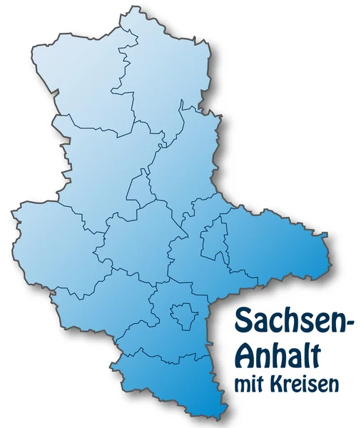 Sachsen-Anhalt mit Kreisen — Stockový vektor