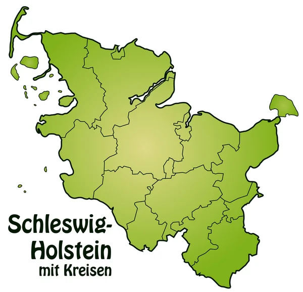 Schleswig-Holstein mit Kreisen — Stock Vector