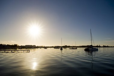 Yachts at Dawn clipart