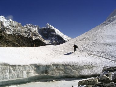 Crossing a glacier atop clipart