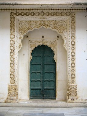 Ancient doorway on a fort in India. clipart