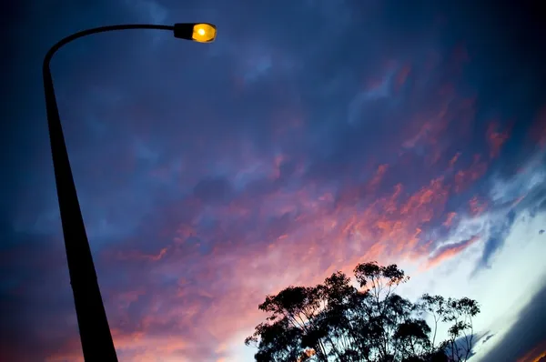 Sokak lambası günbatımı — Stok fotoğraf