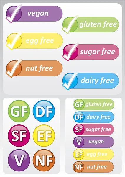 Étiquettes d'allergie alimentaire — Image vectorielle
