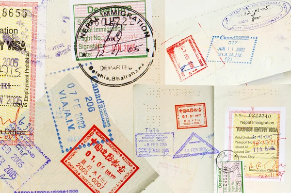 Фон паспортных марок — стоковое фото