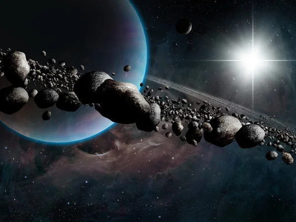 Космическое искусство с Сатурном — стоковое фото