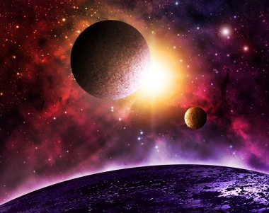 Beautiful planet and moons clipart