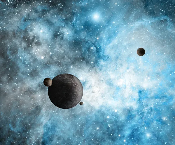 Planets with Blue Nebula — Stockfoto