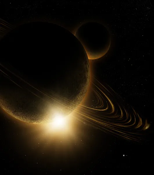 暗い輪を持つ惑星mörka ringmärktes planet — ストック写真