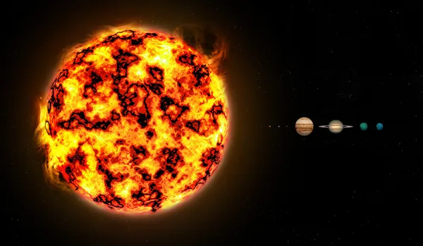 Солнечная система в масштабе — стоковое фото