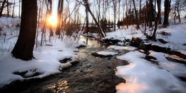 Winter Creek at Sunset clipart