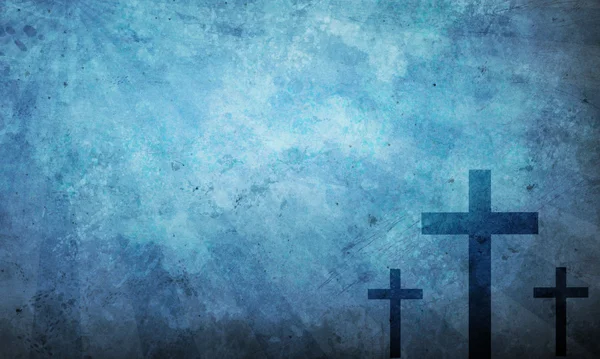 Three crosses on blue grunge — Stock Photo, Image