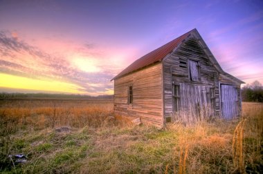 Old barn at sunrise