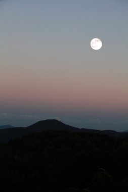 Mountains at Dusk with full moon clipart