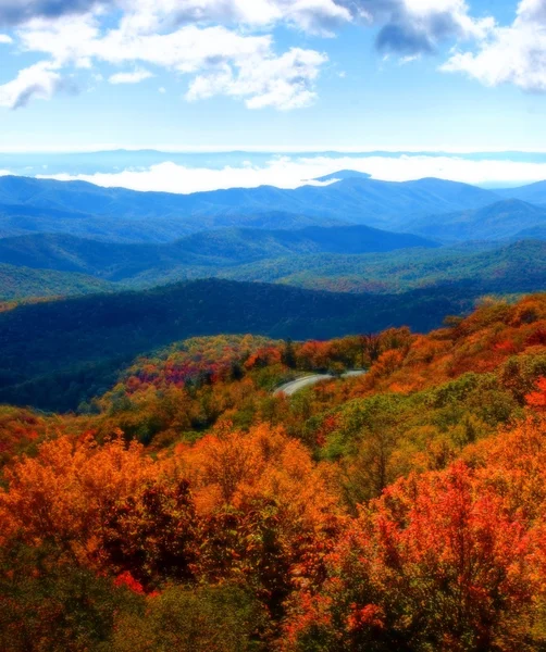 秋のシーズン中に山の道 — ストック写真