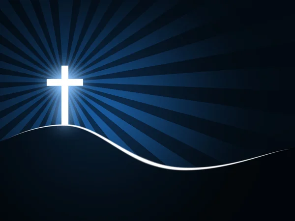 Kreuz leuchtet auf einem Hügel — Stockfoto