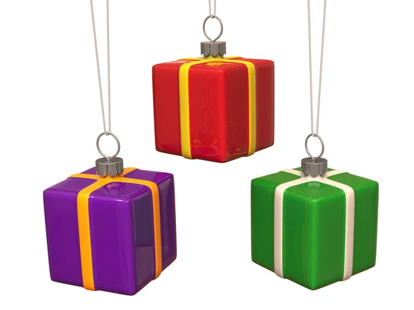Noel topları giftbox şeklinde — Stok fotoğraf