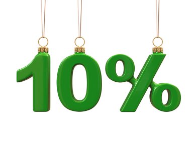 Ten percent shaped Christmas green balls clipart