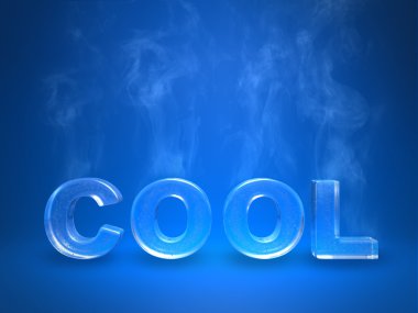 Evaporating icy cool inscription on a blue background clipart