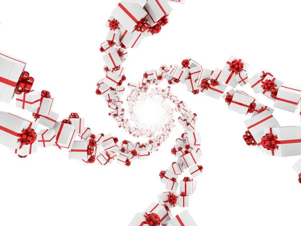Giftboxes vormen vier spiralen. — Stockfoto