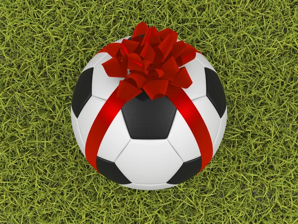 Футбольный мяч с лентой — стоковое фото