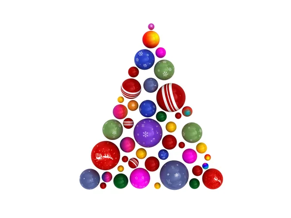 3D Christmas tree made of globes — Stock Photo, Image