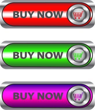 Metallic Buy now button set clipart