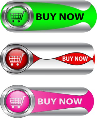 Metallic Buy Now button set clipart