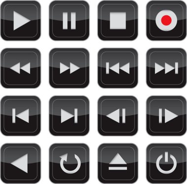 Multimedia control glossy icon set for web, applications, electr clipart