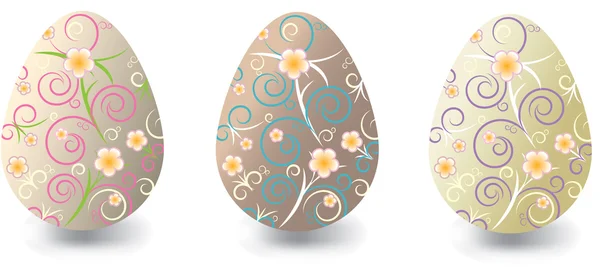 Œufs de Pâques avec ornements floraux — Image vectorielle