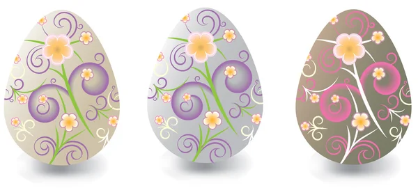 Huevos de Pascua con adornos florales — Vector de stock