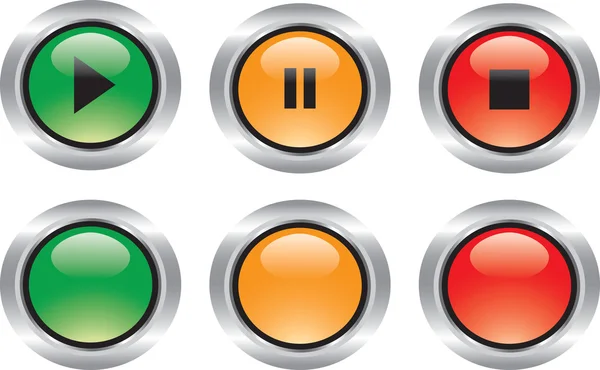 Bel ensemble d'icônes brillantes comme des boutons — Image vectorielle