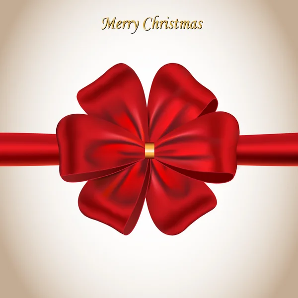 带有红色蝴蝶结的快乐圣诞卡片。 — 图库矢量图片