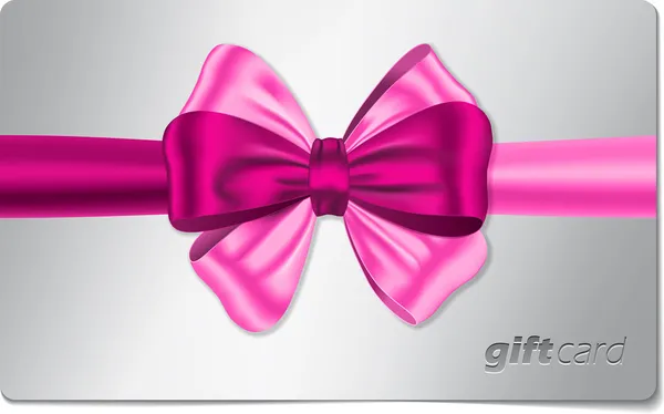 Carte cadeau avec arc rose — Image vectorielle