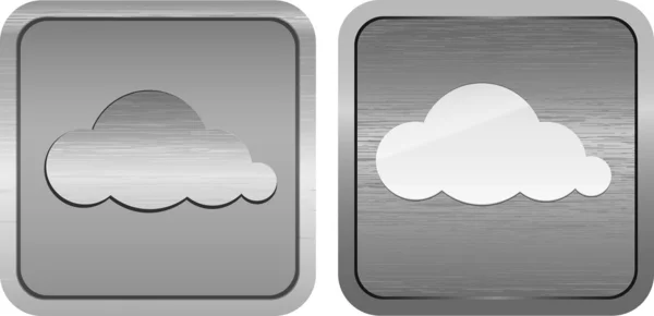 Símbolos de nube en botones metálicos cepillados — Vector de stock