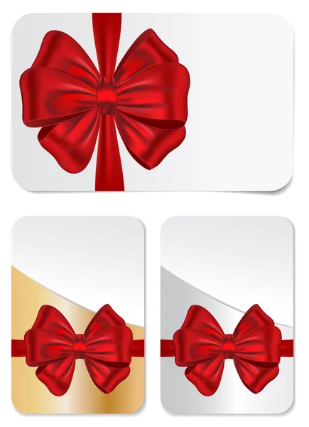 Set di carte regalo con fiocchi — Vettoriale Stock