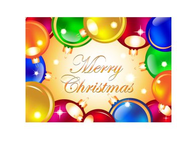 Merry Cristmas card with Christmas balls clipart