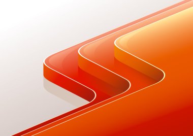 Abstract glossy red orange 3D perspective steps. clipart