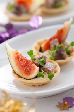 Appetizer with fig and pate clipart