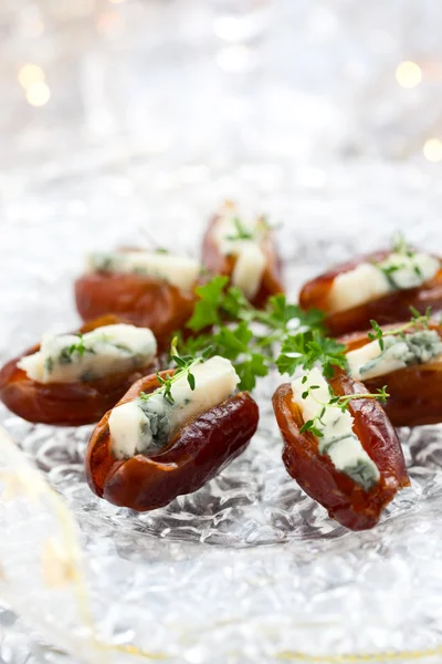 Dates stuffed with blue cheese — Stock Photo, Image