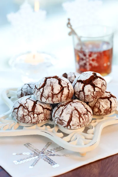 Chocolate Cookies and tea — Stock Photo, Image