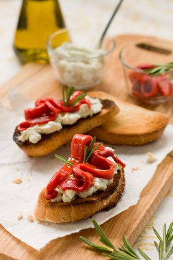 Bruschetta with bell pepper clipart