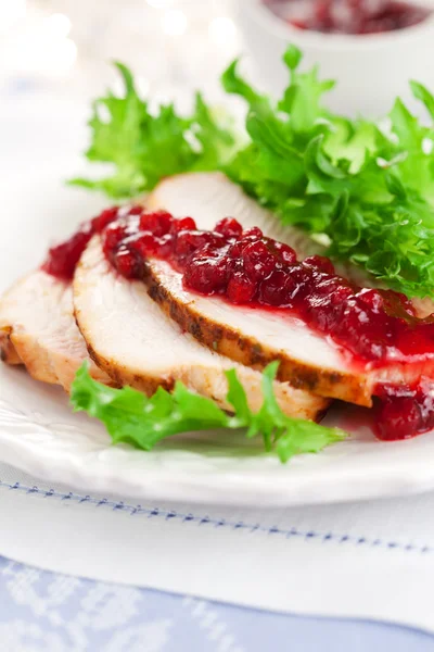 Turkey breast with cranberry sauce — Stock Photo, Image