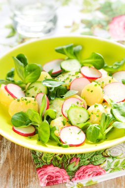 Patates salatası ve turp.