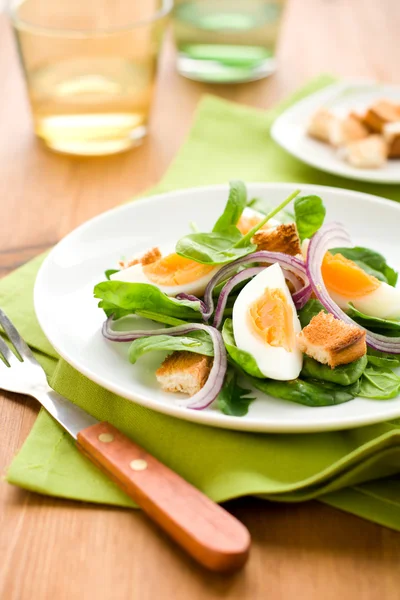 Ispanak ve yumurta salatası — Stok fotoğraf