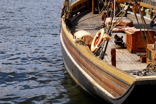 stock image Antique wooden yacht standing on the dock