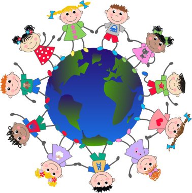 Mixed ethnic children clipart